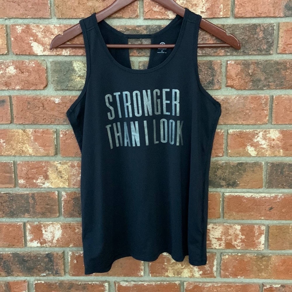 Champion C9 Black Metallic Stronger than I Look Workout Tank